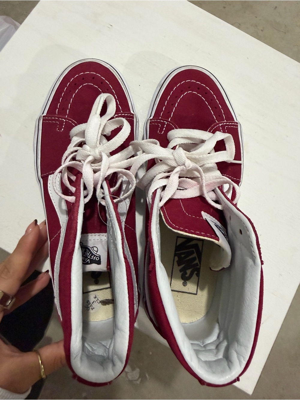 Vans Burgundy High-Top Sneakers with White Accents